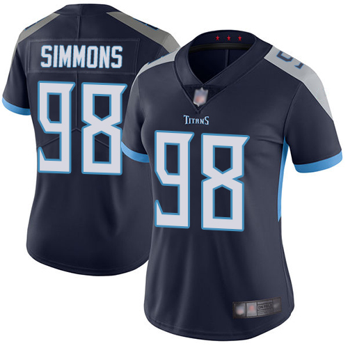 Nike Titans #98 Jeffery Simmons Navy Blue Team Color Women's Stitched NFL Vapor Untouchable Limited Jersey
