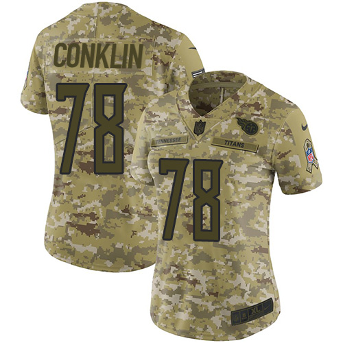 Nike Titans #78 Jack Conklin Camo Women's Stitched NFL Limited 2018 Salute to Service Jersey