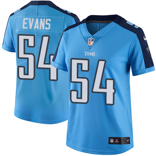 Nike Titans #54 Rashaan Evans Light Blue Women's Stitched NFL Limited Rush Jersey