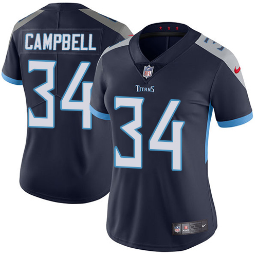 Nike Titans #34 Earl Campbell Navy Blue Team Color Women's Stitched NFL Vapor Untouchable Limited Jersey
