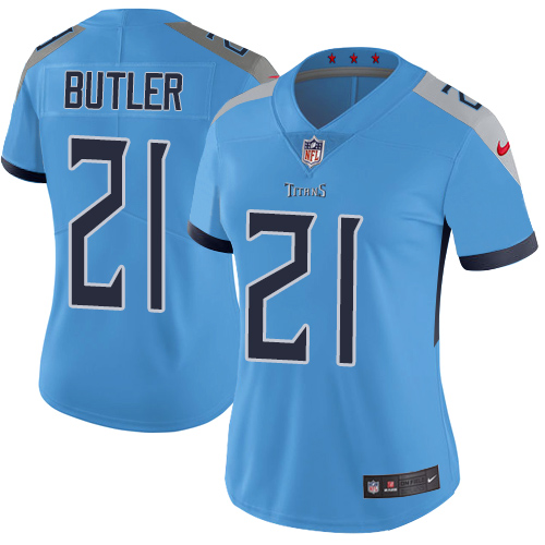 Nike Titans #21 Malcolm Butler Light Blue Alternate Women's Stitched NFL Vapor Untouchable Limited Jersey