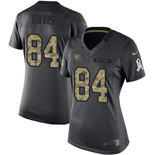 Nike Titans #84 Corey Davis Black Women's Stitched NFL Limited 2016 Salute to Service Jersey