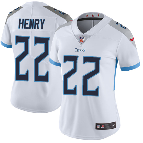 Nike Titans #22 Derrick Henry White Women's Stitched NFL Vapor Untouchable Limited Jersey