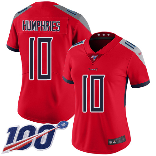 Nike Titans #10 Adam Humphries Red Women's Stitched NFL Limited Inverted Legend 100th Season Jersey