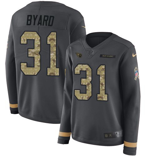 Nike Titans #31 Kevin Byard Anthracite Salute to Service Women's Stitched NFL Limited Therma Long Sleeve Jersey