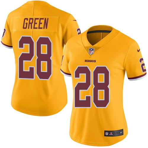 Nike Redskins #28 Darrell Green Gold Women's Stitched NFL Limited Rush Jersey