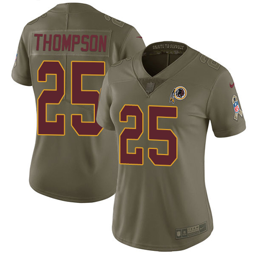 Nike Redskins #25 Chris Thompson Olive Women's Stitched NFL Limited 2017 Salute to Service Jersey