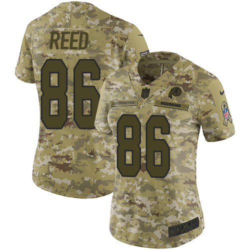Nike Redskins #86 Jordan Reed Camo Women's Stitched NFL Limited 2018 Salute to Service Jersey