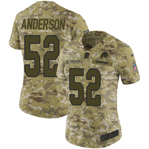 Nike Redskins #52 Ryan Anderson Camo Women's Stitched NFL Limited 2018 Salute to Service Jersey