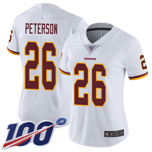 Nike Redskins #26 Adrian Peterson White Women's Stitched NFL 100th Season Vapor Limited Jersey