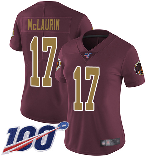 Nike Redskins #17 Terry McLaurin Burgundy Red Alternate Women's Stitched NFL 100th Season Vapor Limited Jersey