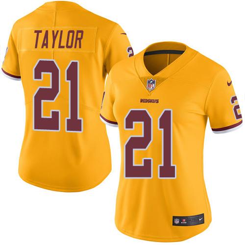 Nike Redskins #21 Sean Taylor Gold Women's Stitched NFL Limited Rush Jersey