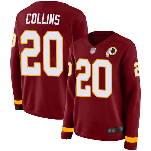 Nike Redskins #20 Landon Collins Burgundy Red Team Color Women's Stitched NFL Limited Therma Long Sleeve Jersey