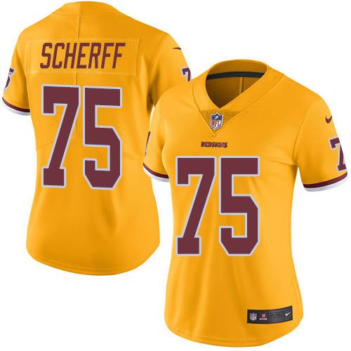 Nike Redskins #75 Brandon Scherff Gold Women's Stitched NFL Limited Rush Jersey
