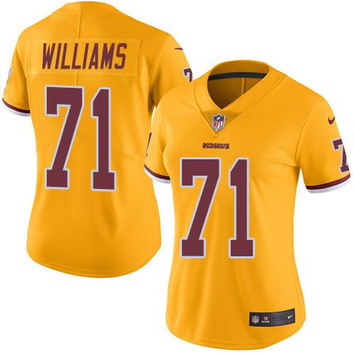 Nike Redskins #71 Trent Williams Gold Women's Stitched NFL Limited Rush Jersey