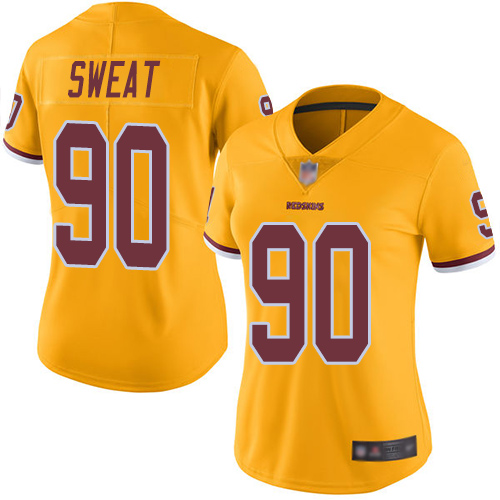 Nike Redskins #90 Montez Sweat Gold Women's Stitched NFL Limited Rush Jersey
