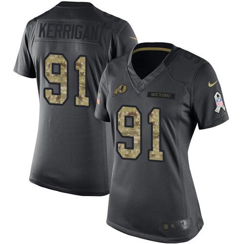 Nike Redskins #91 Ryan Kerrigan Black Women's Stitched NFL Limited 2016 Salute to Service Jersey