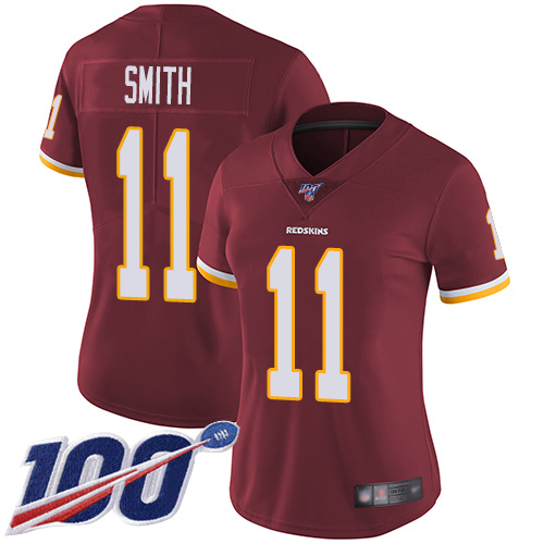 Nike Redskins #11 Alex Smith Burgundy Red Team Color Women's Stitched NFL 100th Season Vapor Limited Jersey