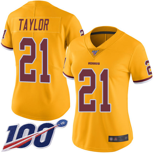 Nike Redskins #21 Sean Taylor Gold Women's Stitched NFL Limited Rush 100th Season Jersey