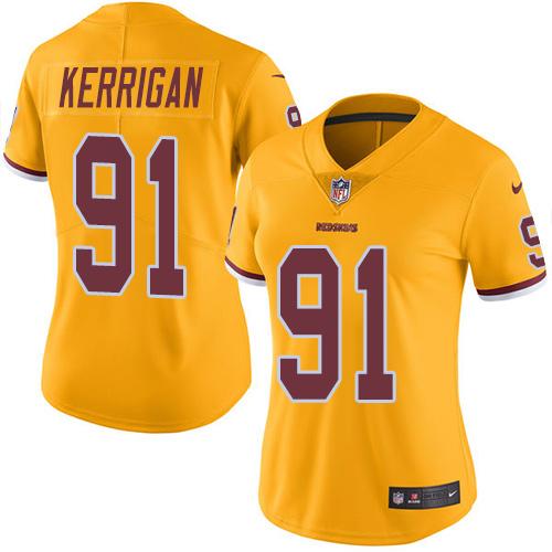 Nike Redskins #91 Ryan Kerrigan Gold Women's Stitched NFL Limited Rush Jersey