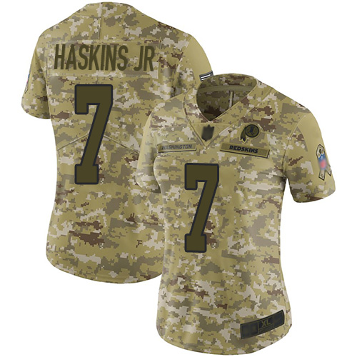 Nike Redskins #7 Dwayne Haskins Jr Camo Women's Stitched NFL Limited 2018 Salute to Service Jersey