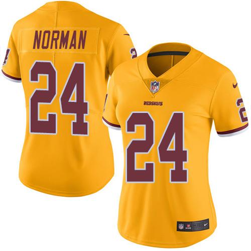 Nike Redskins #24 Josh Norman Gold Women's Stitched NFL Limited Rush Jersey