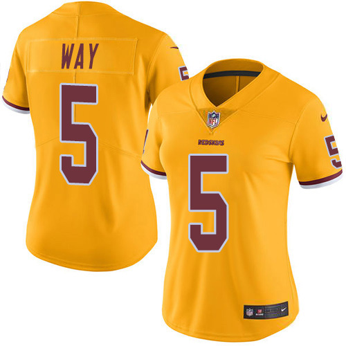 Nike Redskins #5 Tress Way Gold Women's Stitched NFL Limited Rush Jersey