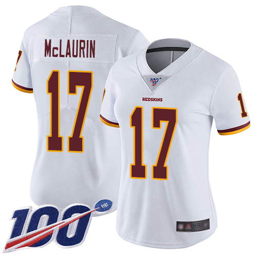 Nike Redskins #17 Terry McLaurin White Women's Stitched NFL 100th Season Vapor Limited Jersey