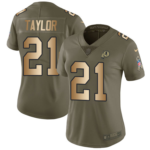 Nike Redskins #21 Sean Taylor Olive/Gold Women's Stitched NFL Limited 2017 Salute to Service Jersey