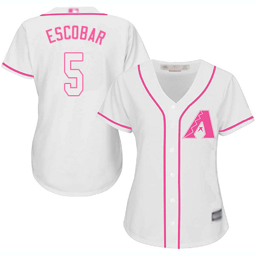 Diamondbacks #5 Eduardo Escobar White/Pink Fashion Women's Stitched MLB Jersey