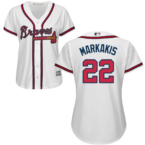 Braves #22 Nick Markakis White Home Women's Stitched MLB Jersey