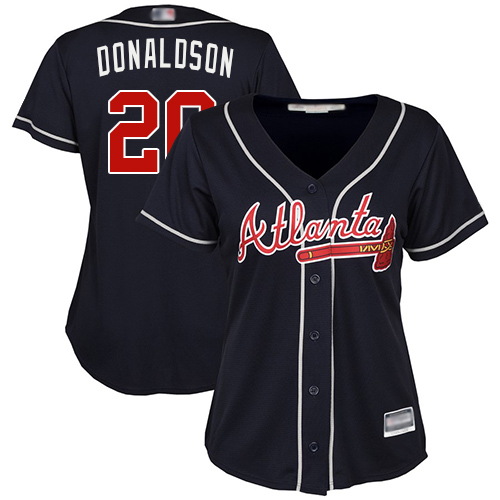 Braves #20 Josh Donaldson Navy Blue Alternate Women's Stitched MLB Jersey
