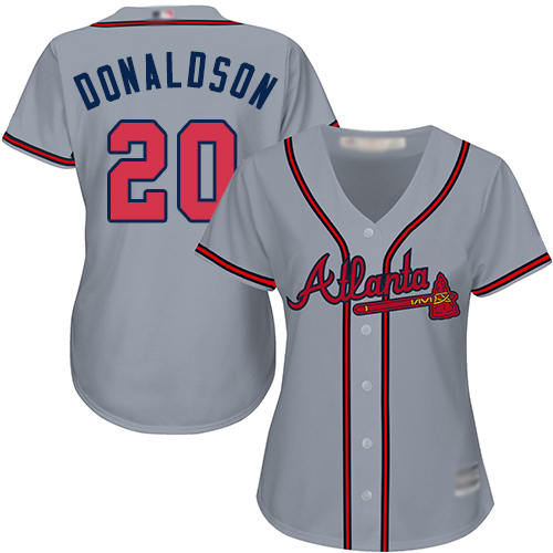 Braves #20 Josh Donaldson Grey Road Women's Stitched MLB Jersey