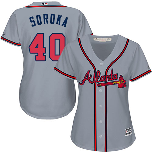 Braves #40 Mike Soroka Grey Road Women's Stitched MLB Jersey
