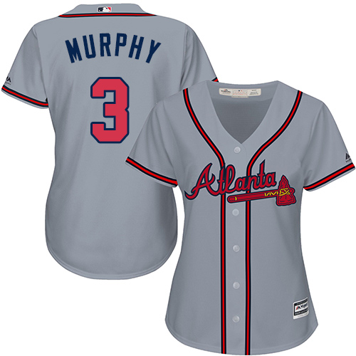 Braves #3 Dale Murphy Grey Road Women's Stitched MLB Jersey