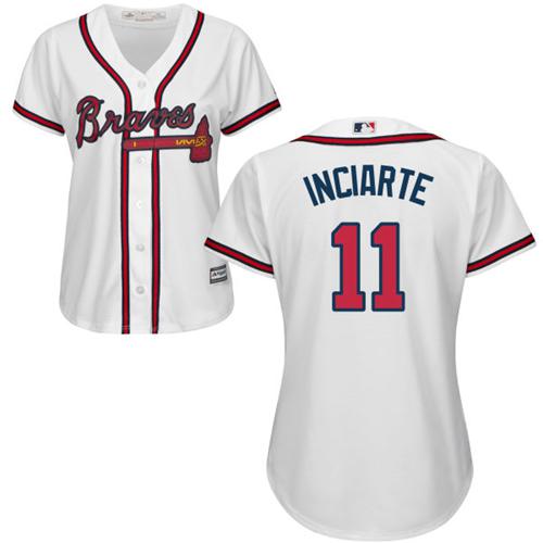 Braves #11 Ender Inciarte White Home Women's Stitched MLB Jersey