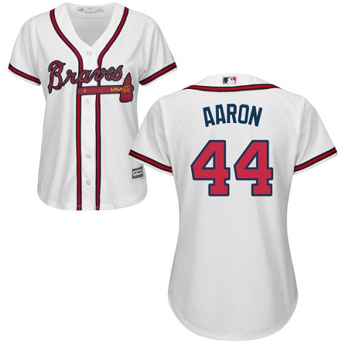 Braves #44 Hank Aaron White Home Women's Stitched MLB Jersey