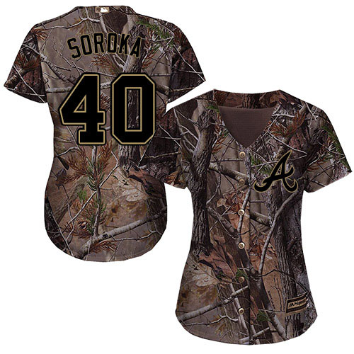 Braves #40 Mike Soroka Camo Realtree Collection Cool Base Women's Stitched MLB Jersey