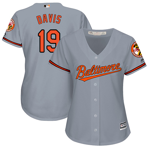 Orioles #19 Chris Davis Grey Road Women's Stitched MLB Jersey