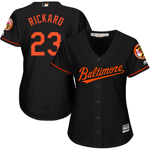 Orioles #23 Joey Rickard Black Alternate Women's Stitched MLB Jersey