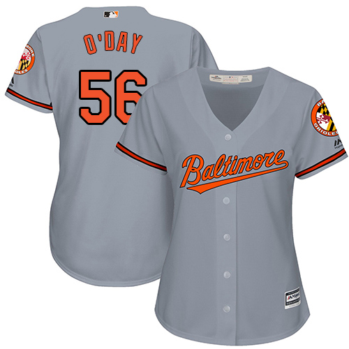 Orioles #56 Darren O'Day Grey Road Women's Stitched MLB Jersey