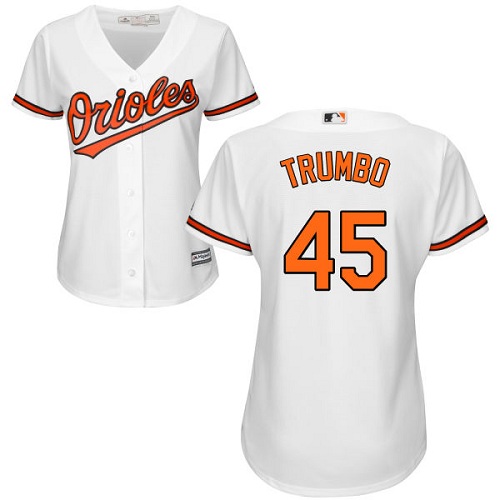 Orioles #45 Mark Trumbo White Home Women's Stitched MLB Jersey