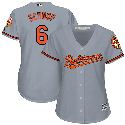 Orioles #6 Jonathan Schoop Grey Road Women's Stitched MLB Jersey