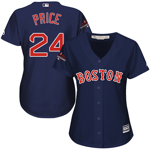 Red Sox #24 David Price Navy Blue Alternate 2018 World Series Champions Women's Stitched MLB Jersey