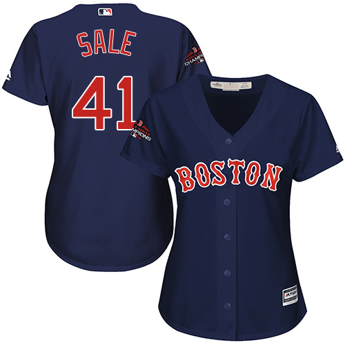 Red Sox #41 Chris Sale Navy Blue Alternate 2018 World Series Champions Women's Stitched MLB Jersey