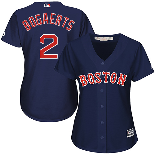 Red Sox #2 Xander Bogaerts Navy Blue Alternate Women's Stitched MLB Jersey