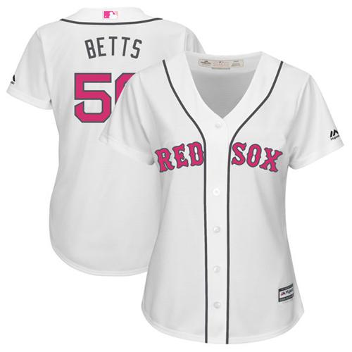 Red Sox #50 Mookie Betts White Mother's Day Cool Base Women's Stitched MLB Jersey