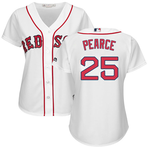 Red Sox #25 Steve Pearce White Home Women's Stitched MLB Jersey