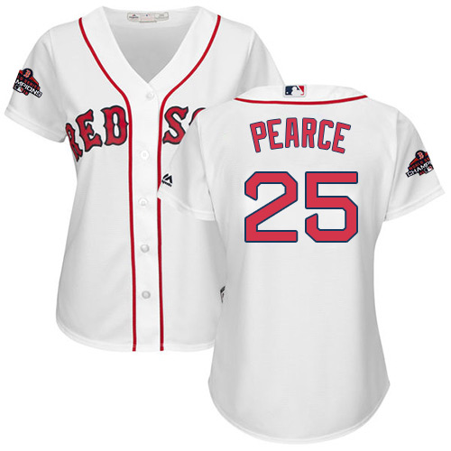 Red Sox #25 Steve Pearce White Home 2018 World Series Champions Women's Stitched MLB Jersey