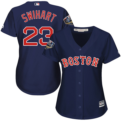 Red Sox #23 Blake Swihart Navy Blue Alternate 2018 World Series Women's Stitched MLB Jersey